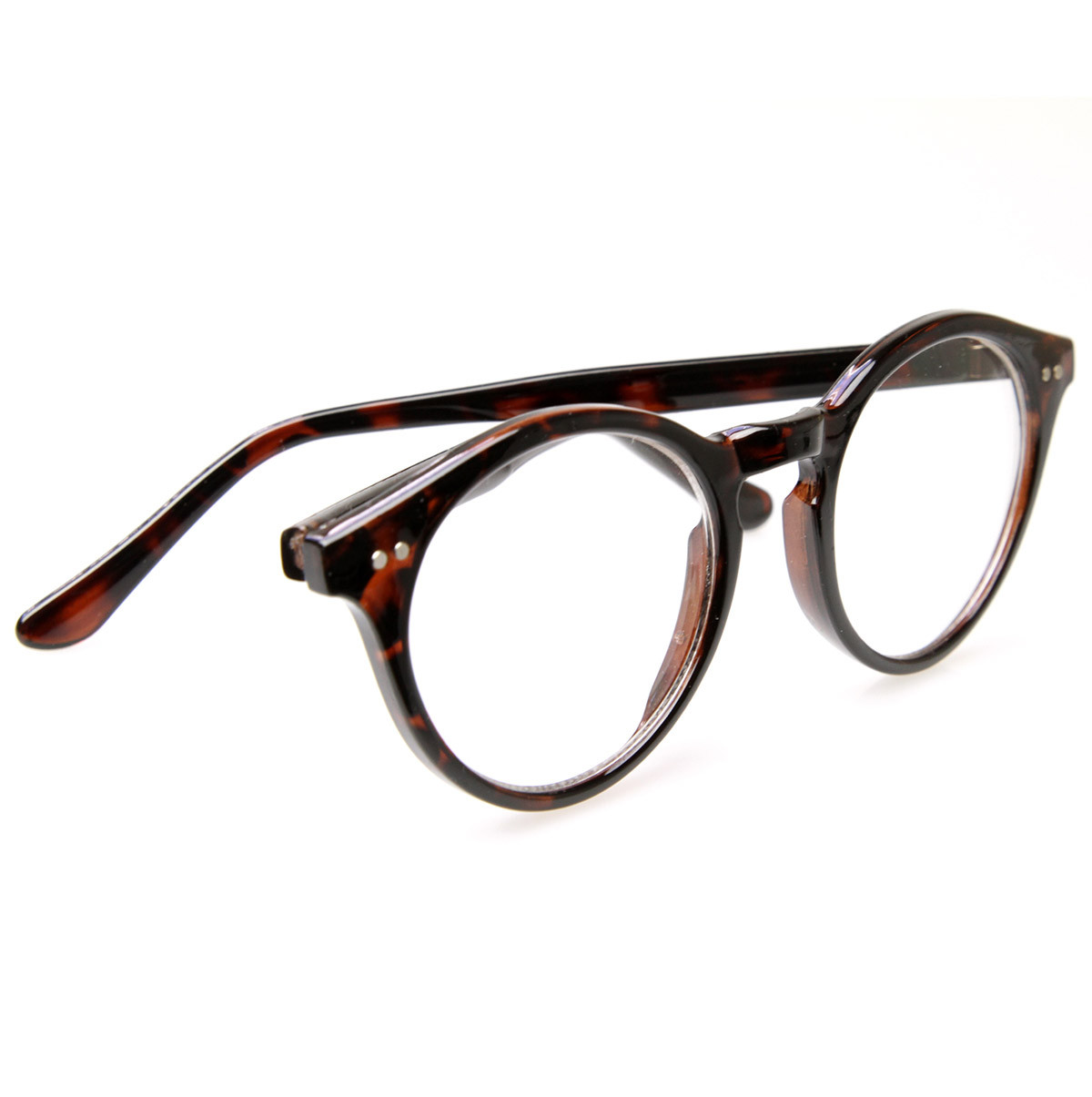 Vintage Inspired Clear Lens Small Circle Round Sunglasses