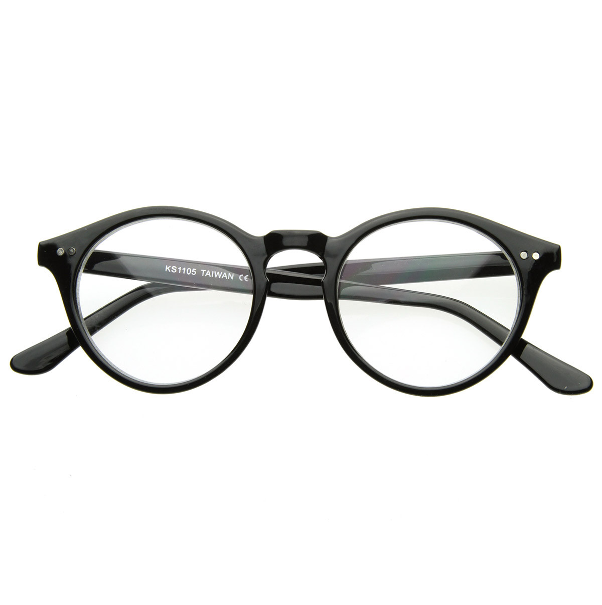 Vintage Inspired Clear Lens Small Circle Round Sunglasses