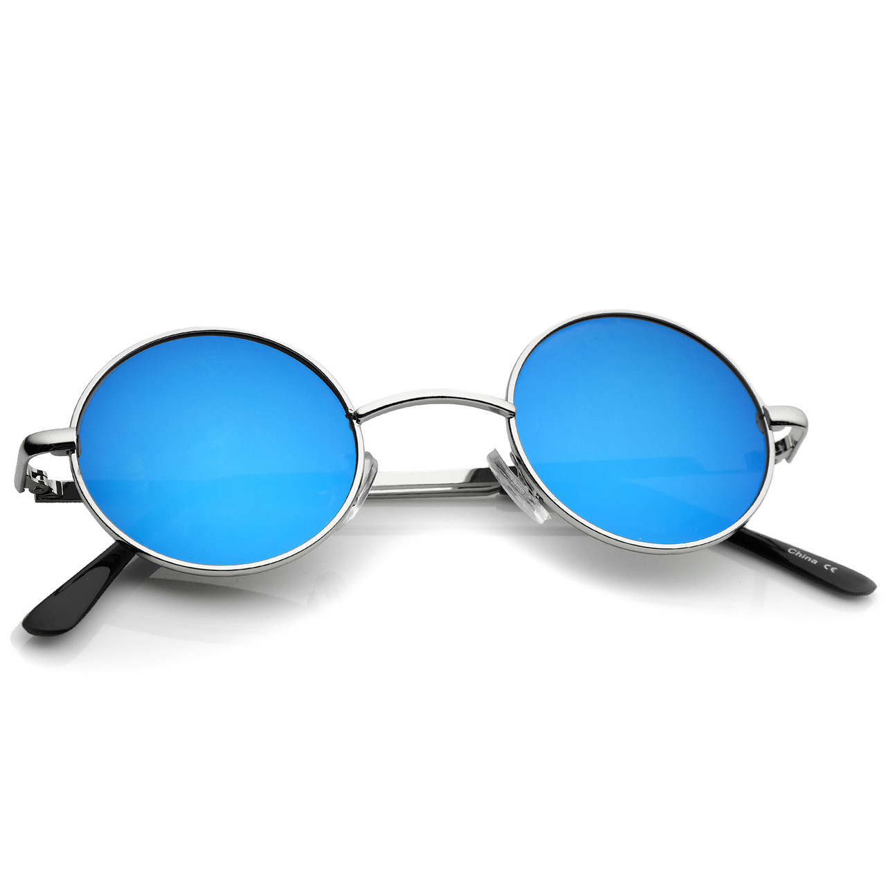 SA106 Retro Vintage Flat Color Circle Round Lens Sunglasses Black Light  Blue - Walmart.com