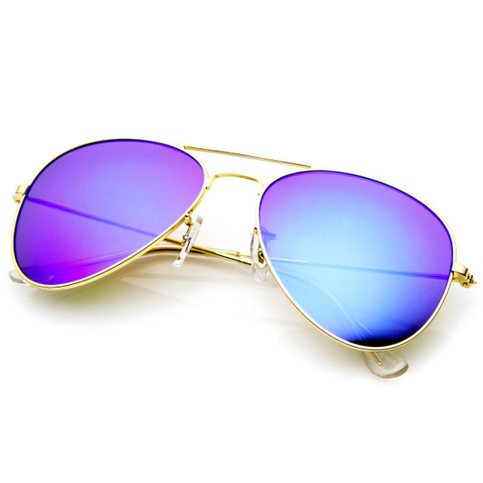 Premium Flash Mirror Lens Aviator Sunglasses (Nickel Plated Metal Frame)