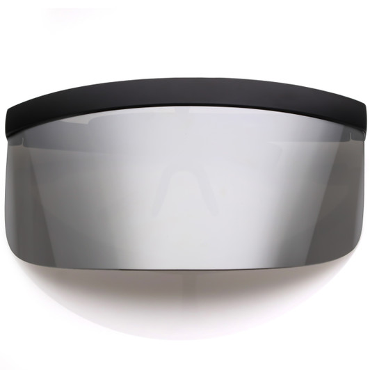 Futuristic Oversize Shield Visor Sunglasses Flat Top Mirrored Mono Lens 172mm