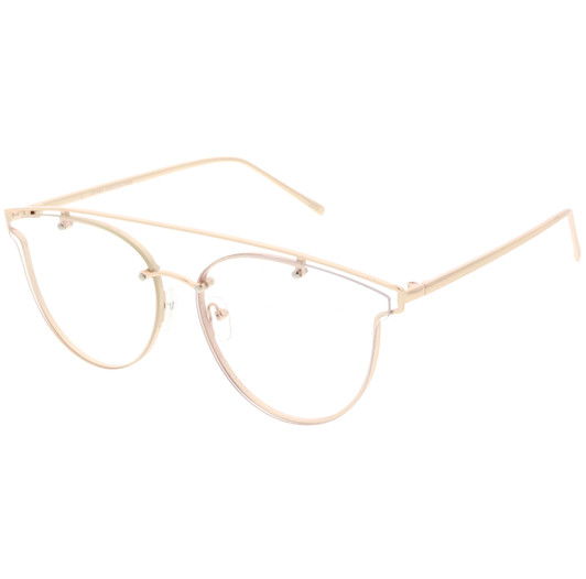 Modern Crossbar Horn Rimmed Rimless Eyeglasses Clear Round Flat Lens 58mm