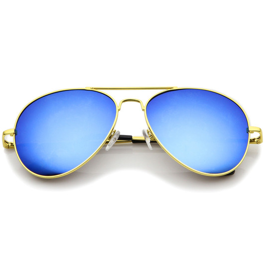 Classic Metal Frame Spring Hinges Color Mirror Lens Aviator Sunglasses 56mm