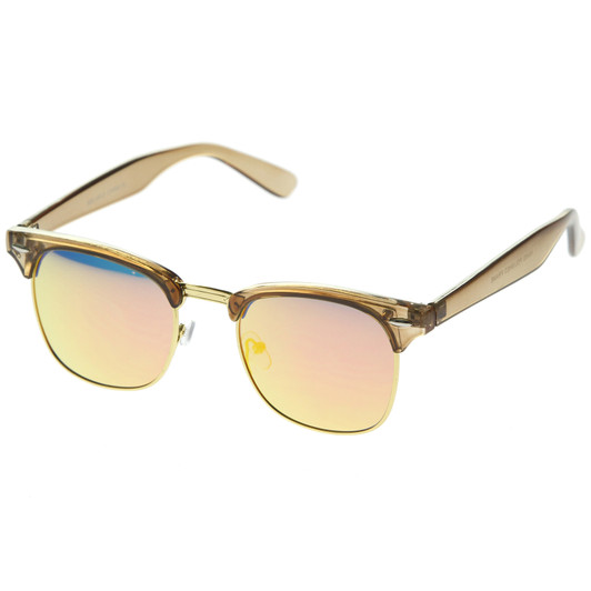 Womens Horn Rimmed Sunglasses With UV400 Protected Mirrored Lens