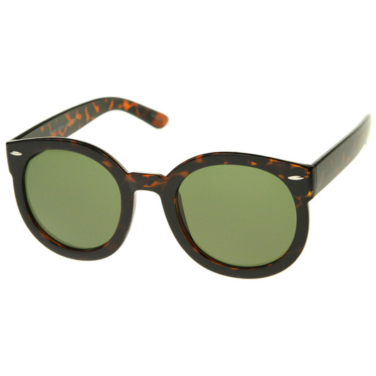 Women's Retro Oversize Horn Rimmed P3 Round Sunglasses 52mm