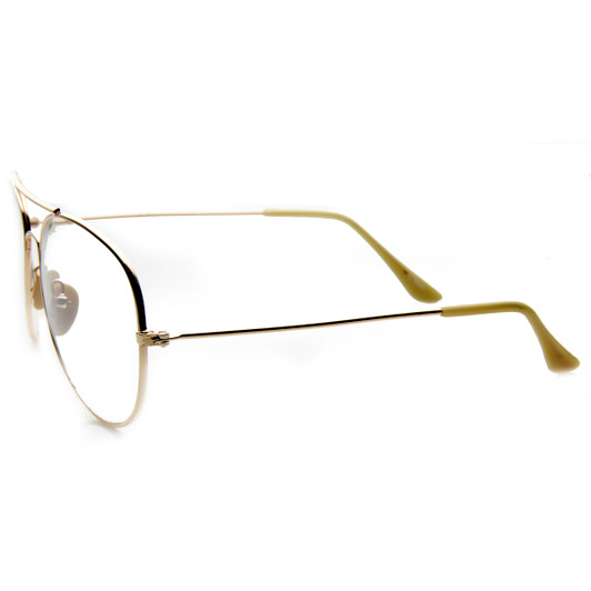 Nickel Plated Tear Drop Wire Frame Basic Metal Clear Lens Aviator Glasses