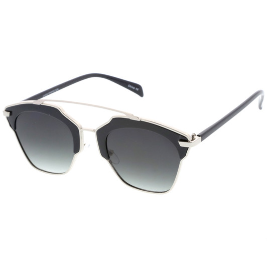 High Fashion Two-Toned Pantos Crossbar Neutral-Colored Lens Aviator Sunglasses 52mm