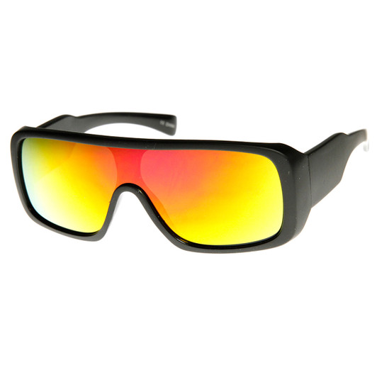 Rectangle Mono Flash Mirror Shield Lens Action Sports Sunglasses