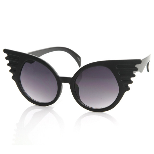 Designer Inspired Fashion Eccentric Unique Round Circle Winged Sunglasses