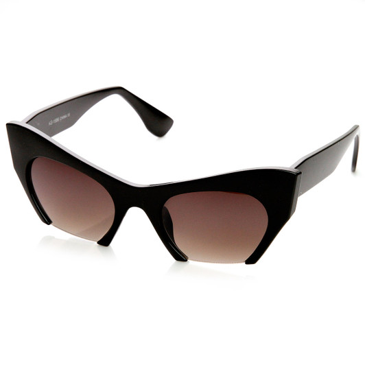 Women's Fashion Semi-Rimless Bottom Cut Cat Eye Sunglasses