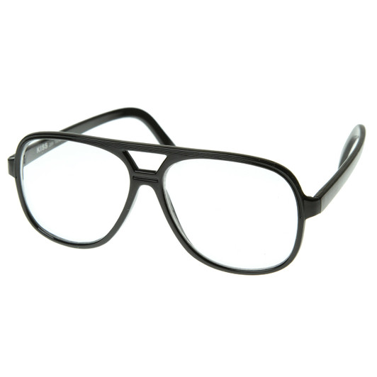 Vintage Inspired Classic Square Plastic Retro Style Aviator With Clear Lens