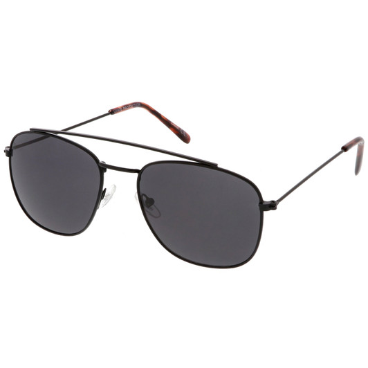 Classic Metal Square Lens Aviator Sunglasses Curved Crossbar 53mm
