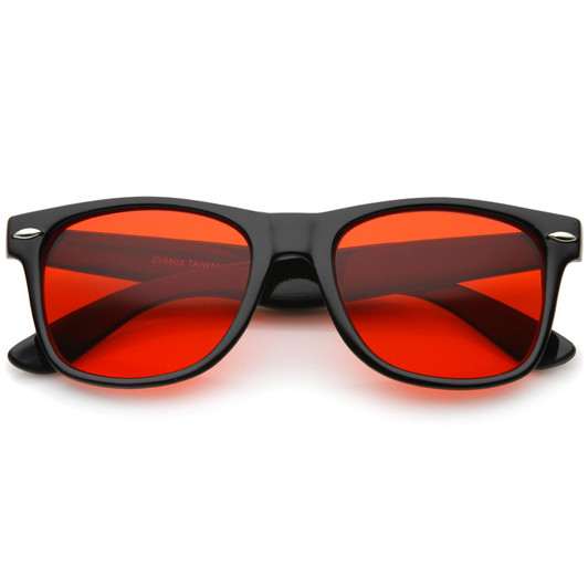 Retro Wide Temple Color Tinted Square Lens Horn Rimmed Sunglasses 54mm