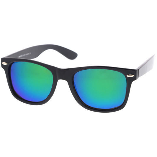 Retro Colored Mirror Polarized Lens Square Horn Rimmed Sunglasses 55mm