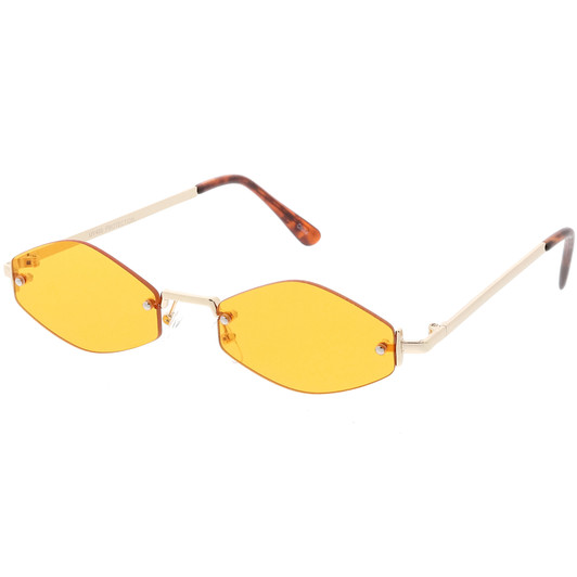 Extreme Small Geometric Rimless Sunglasses Color Tinted Lens 52mm
