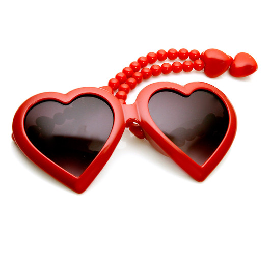 Womens Oversized Beaded Arm Temple Heart Shape Sunglasses