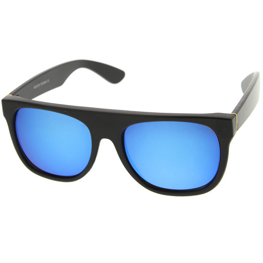 Modern Flat Mirror Lens Horned Rim Sunglasses - zeroUV