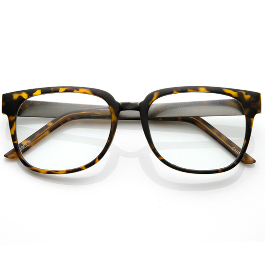 Designer Inspired Clear Lens Horn Rimmed Style Glasses with Metal Arms