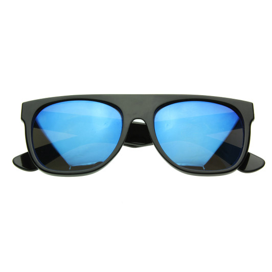 Retro Intense Bright Flash Mirror Mirror Lens Super Flat Top Horn Rimmed Sunglasses