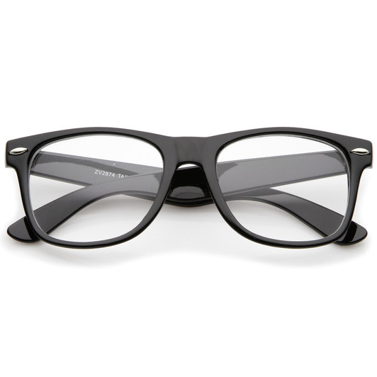 Retro Wide Temple Clear Lens Horn Rimmed Eyeglasses 54mm