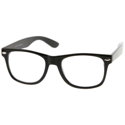 Retro Wide Temple Clear Lens Horn Rimmed Eyeglasses 54mm