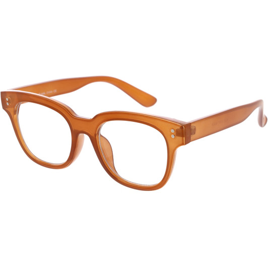 Chunky Square Horn Rimmed Clear Blue Light Glasses 50mm