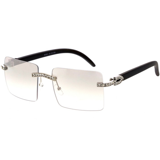 Luxe Premium Large Decorated Rhinestones Square Sunglasses 56mm