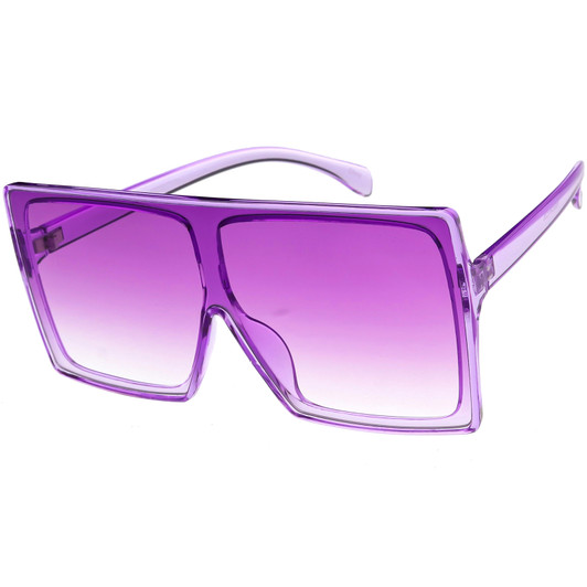 Bold Colored Tinted Lens Translucent Flat Top Oversize Shield Sunglasses 62mm