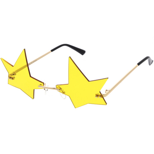 Chic Tinted Star Design Rimless Metal Frame Stars Sunglasses 56mm