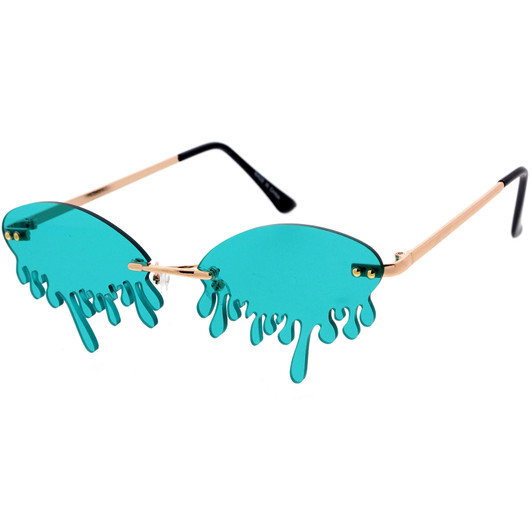 Oozing Melting Effect Color Tinted Lens Oval Rimless Drip Sunglasses 59mm