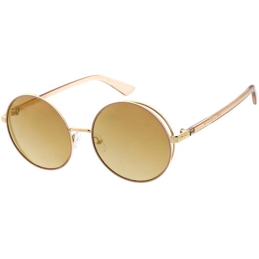 Posh Two-Tone Metal Side Cover Cut Out Round Sunglasses 56mm