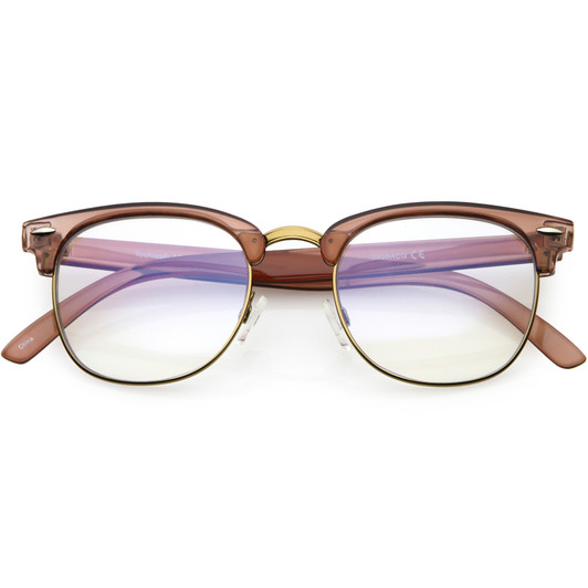 Blue Light Blocking Computer Gaming Square Semi Rimless Glasses 50mm