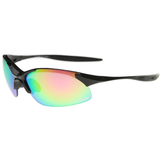 Olympus - Two-Toned Half-Frame Iridescent Lens TR-90 Sports Wrap Sunglasses 68mm