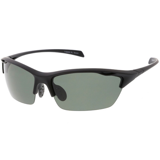 Sports TR-90 Semi-Rimless Wrap Sunglasses Ventilation Holes Polarized Lens 68mm