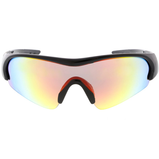 Sports TR-90 Semi-Rimless Wrap Shield Sunglasses Colored Mirror Mono Lens 72mm