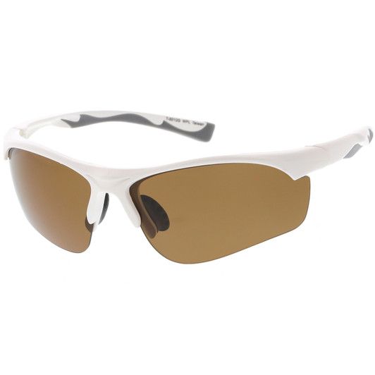 Polarized Semi Rimless TR-90 Wrap Sports Sunglasses Rectangle Lens 70mm