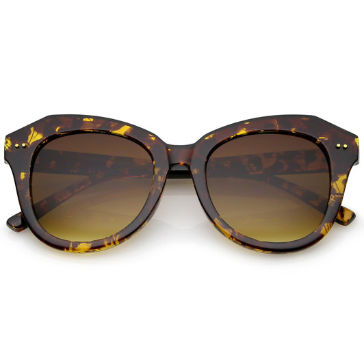 Women's Oversize Horn Rimmed Round Lens Cat Eye Sunglasses 52mm