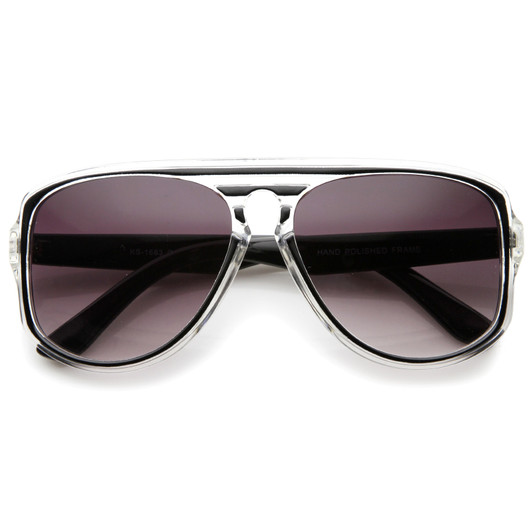 Modern Translucent Frame Keyhole Flat Top Square Aviator Sunglasses 46mm