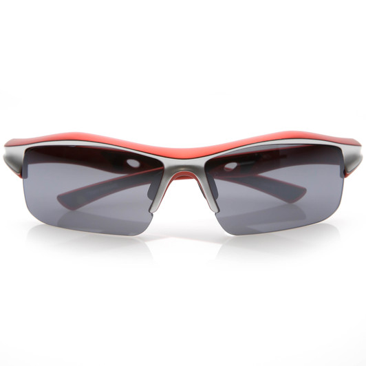Semi-Rimless TR-90 Shatterproof Lens Sports Wrap Sunglasses 68mm