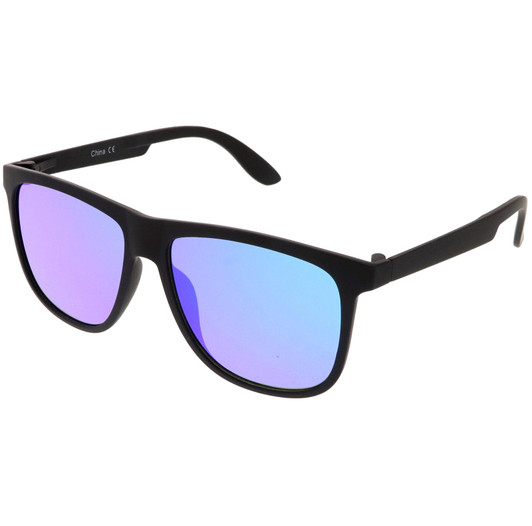 Classic Horn Rimmed Sunglasses With Square Color Mirror Flat Lens 56mm