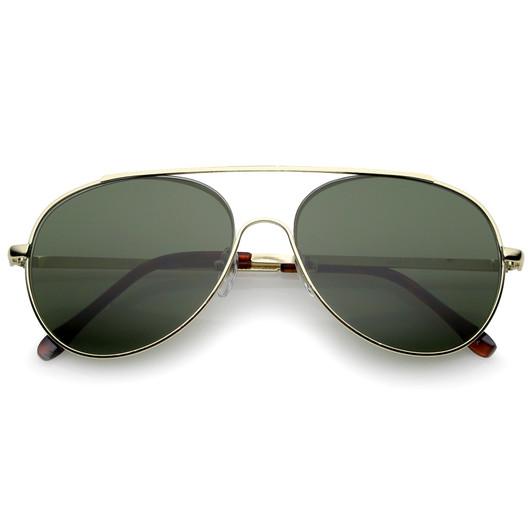 Classic Brow Bar Semi-Rimless Lens Aviator Sunglasses 57mm