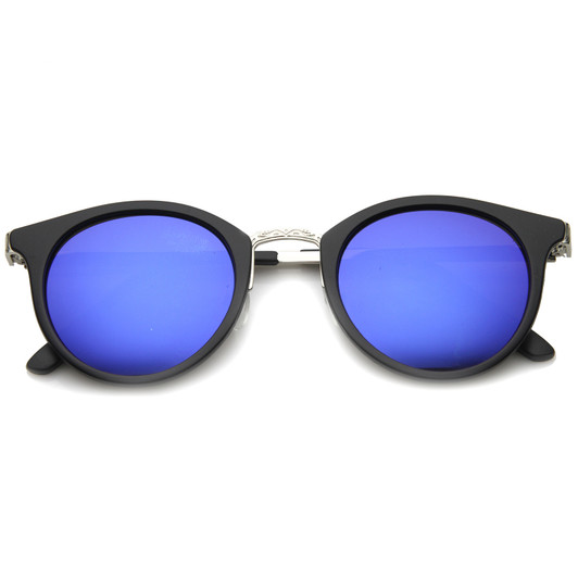 Horn Rimmed Sunglasses With UV400 Protected Mirrored Lens