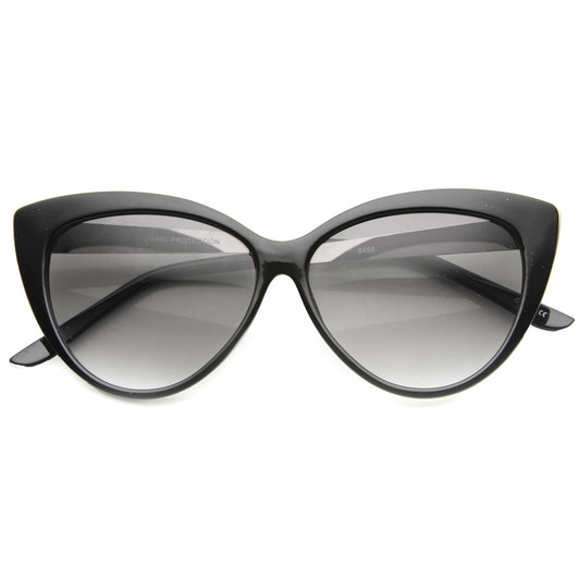 Womens Glam Fashion High Metal Temple Oversized Cat Eye Sunglasses