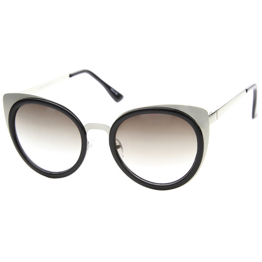 Womens Metal Cat Eye Sunglasses With UV400 Protected Gradient Lens