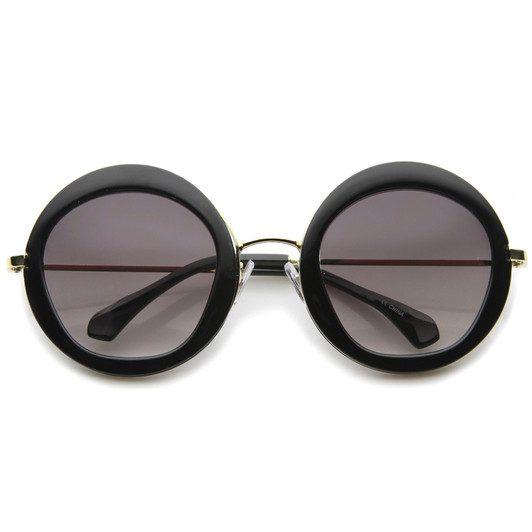 Goemetric Hexagonal Lens Round Metal Accented Oversized Sunglasses 56mm