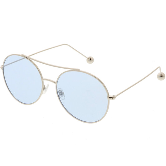 Premium Oversize Round Sunglasses Metal Double Nose Bridge Color Flat Lens 59mm