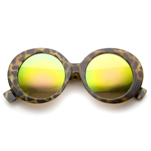 High Fashion Chunky Colored Mirror Round Oversize Sunglasses 50mm