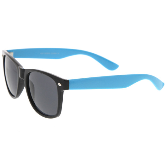 Classic Retro Two-Toned Neon Color Temple Horn Rimmed Sunglasses 54mm