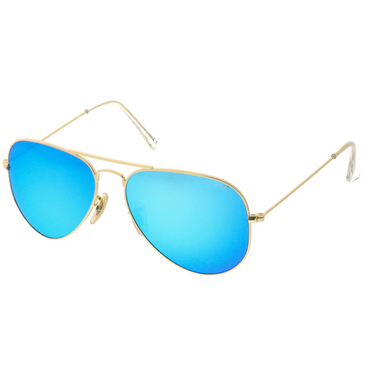 Premium Small Classic Matte Metal Aviator Sunglasses With Colored Mirror Glass Lens 57mm