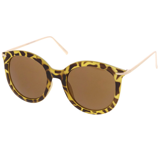 Women's Classic Oversize Ultra Slim Metal Temple Round Sunglasses 56mm